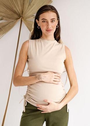 Майка для вагітних з секретом для годування бежева (майка для беременных и кормящих)1 фото