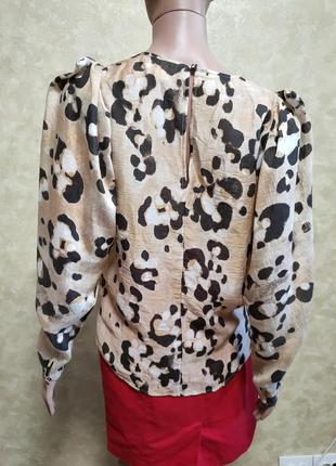 Стильна блуза в леопардовий принт з об'ємними рукавами-буфами h&m4 фото