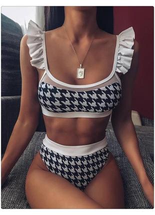 Трендовые купальники идеальной посадки  с топом "гусиная лапка"