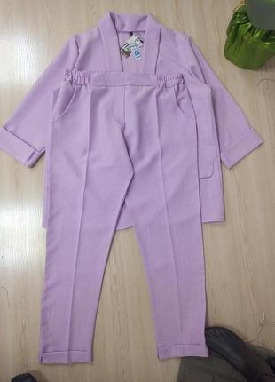 Фиолетовый костюмчик из льна2 фото