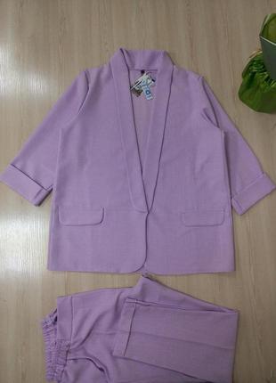 Фиолетовый костюмчик из льна3 фото