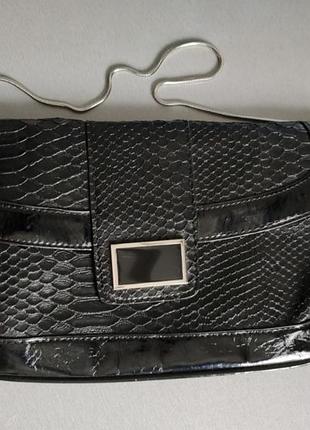 Шикарний клатч папка сама модна модель сезону сумка під рептилію чорний фурнітура срібло river island