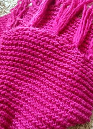 Очень тёплый и мягкий зимний шарфик яркого розового цвета.8 фото