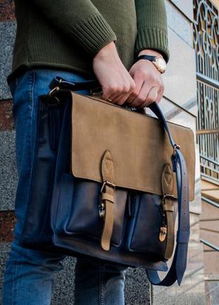 Портфель для документів та ноутбука з вінтажної шкіри