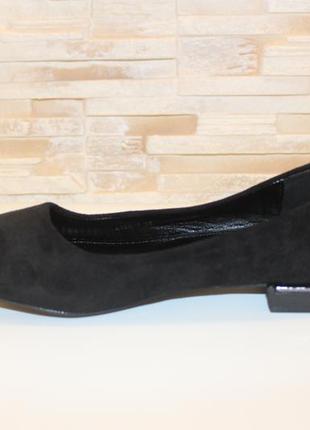 Балетки туфли женские черные замшевые т13252 фото