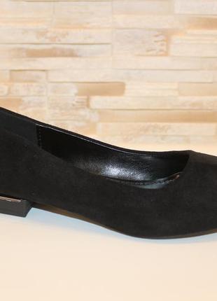 Балетки туфлі жіночі чорні замшеві т1325