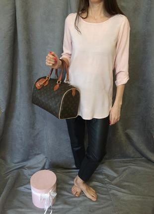 Розовая однотонная блуза с рукавом1 фото
