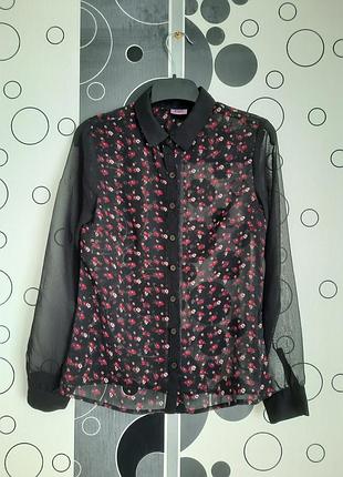 Шифонова блуза блузка сорочка в квітковий принт