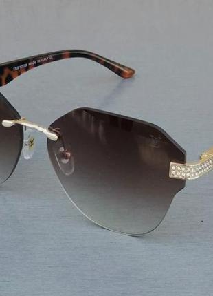 Louis vuitton очки женские солнцезащитные безоправные коричневые с золотом градиент