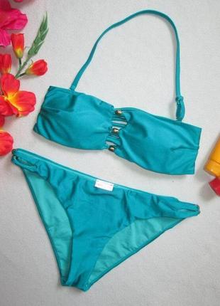 Суперовий роздільний смарагдовий купальник бандо з палітурками river island 🌺 👙 🌺