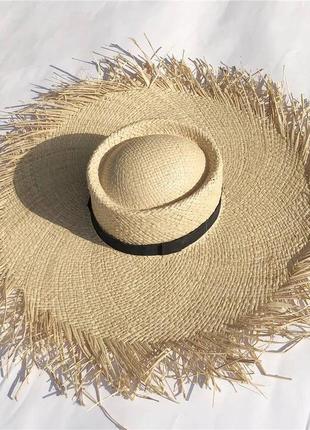 Женская трендовая соломенная шляпа с лентой2 фото