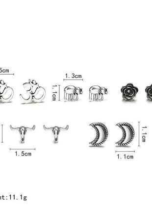 Серьги в бохо этно стиле набор серёжек ом слон луна7 фото