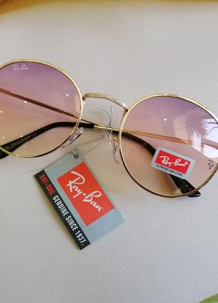 Классные округлые розовые солнцезащитные очки с градиентом ray ban 20213 фото