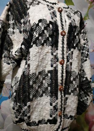 Роскошный невероятно теплый  кардиган 100% шерсть лана ручная работа milma huasi эквадор оверсайз