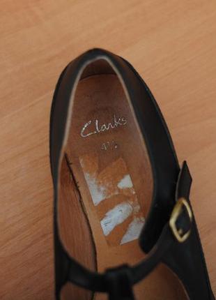 Черные кожаные босоножки, туфли на каблуке clarks, 37 размер. оригинал8 фото