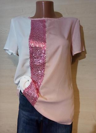 Двоколірна блуза кофта з паєтками shein