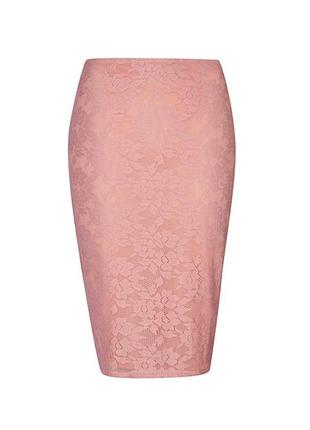 Кружевная юбка карандаш из кружева от george розовая пудра1 фото