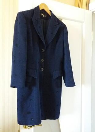 Синій чорний довгий піджак, сукня, жакет легке пальто блейзер приталений однобортний.