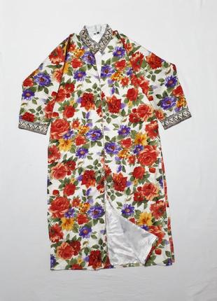Дизайнерское платье туника стиле дашики в больших цветах р s