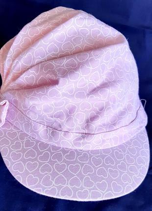 Розовая двойная кепка в сердечки  с бантиком "kids" германия размер 51-54см3 фото