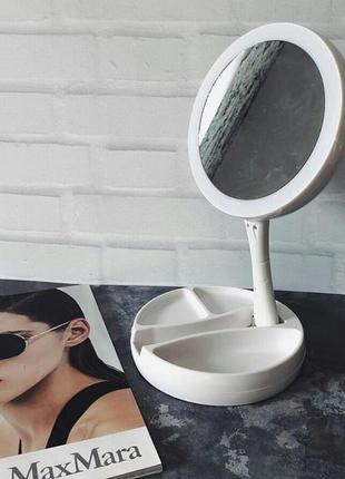 Складное настольное зеркало для макияжа с led подсветкой folding away mirror5 фото