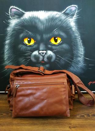 Кожаная итальянская брендовая сумка gianni conti класс люкс премиум рыжая коричневая италия кожа1 фото