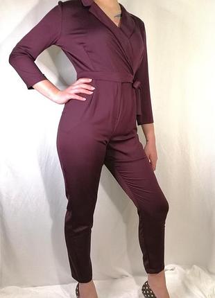 Брючный комбинезон марсала от boohoo