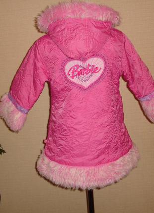 Розовое пальто barbie на 3-4 года2 фото