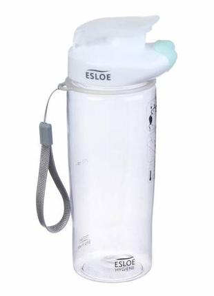 Бесконтактная бутылка спортивная пластиковая "esloe blue" 500ml с бирюзовым фиксатором