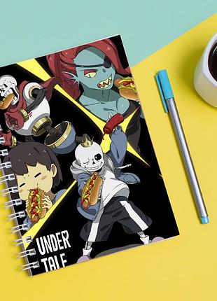 Скетчбук sketchbook для рисования с принтом  undertale подземная сказка