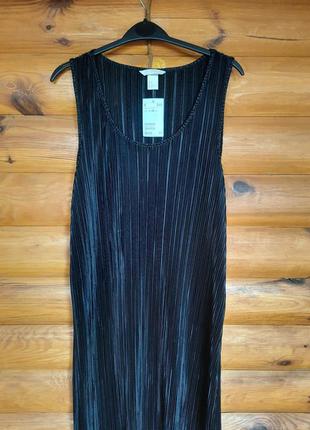 Платье плиссе миди чёрное h&m 4