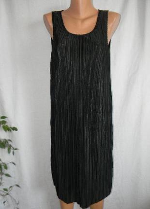 Платье плиссе миди чёрное h&m2 фото