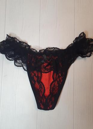 Стрінги мереживо з атласним блиском xs/s ж7