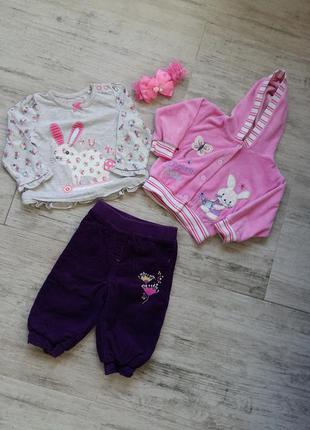 Костюм теплые штаны и кофта на девочку 3-6 месяцев