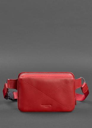 Шкіряна жіноча поясна сумка dropbag mini червона - bn-bag-6-red