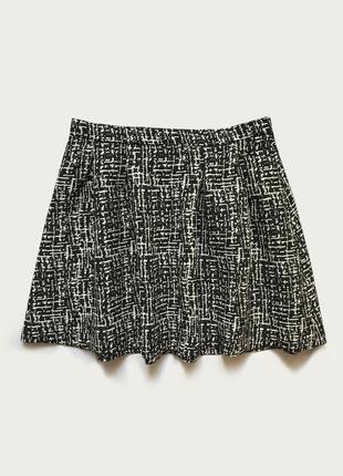 Юбка солнцеклёш текстурная чёрно белая солнце клёш пышная короткая
