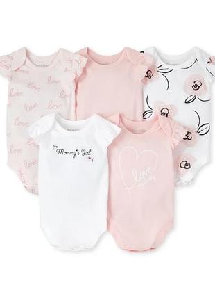 6-9м. нежный набор боди с рукавом воланом для девочки childrens place