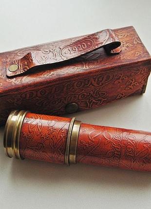 Подзорная труба dollond london в кожаном футляре. новая