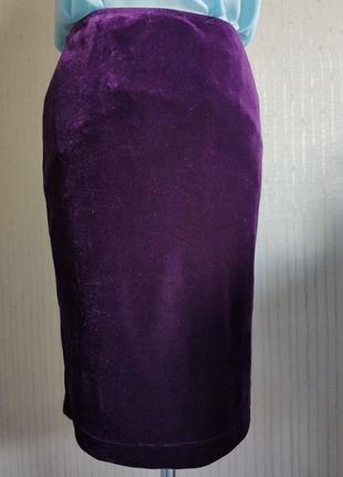 Бархатная юбка цвета насыщенный фиолетовый