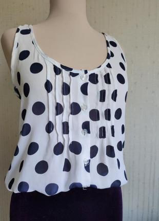 Майка блузка белая в синий горох