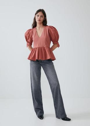 Zara стильная блуза  в нежном цвете размер с