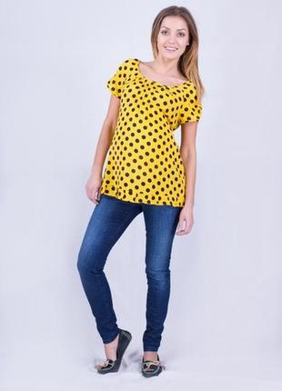 Блуза для вагітних, майбутніх мам жовта в горошок (блуза для беременных)