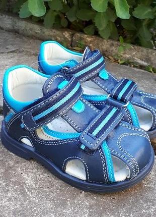 Кожаные сандалии clibee ab10bb синие 25-26