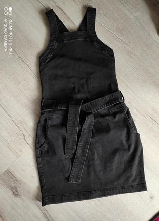 Zara сукня сарафан комбінезон джинсовий чорний новий! оригінал zara! р-р xs-s 42-447 фото
