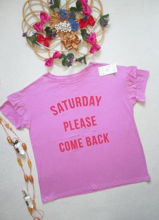 Мега классная хлопковая футболка с надписью и рюшами violeta by mango