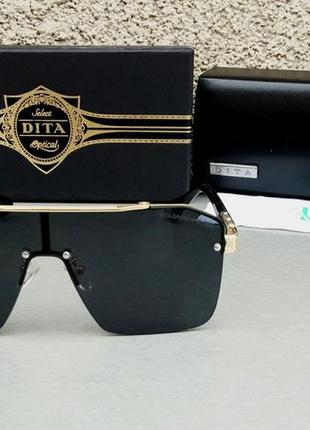 Dita очки маска унисекс солнцезащитные черные с золотом2 фото