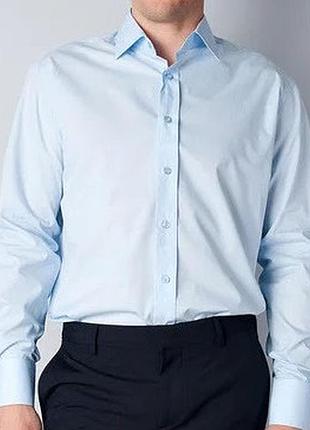 Голубая рубашка slim fit (приталенная) супер качество