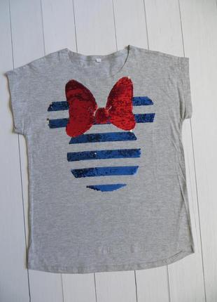 Нова футболка з пайєтками для дівчинки 11-12 р.,