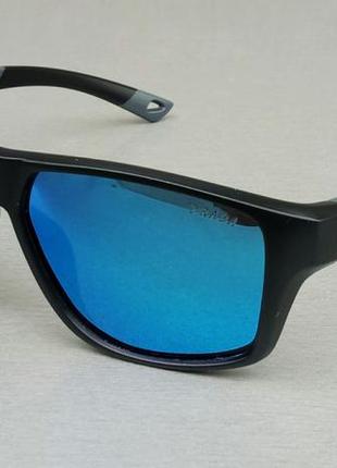 Prada окуляри чоловічі сонцезахисні блакитні дзеркальні в чорно-сірій оправі поляризированые