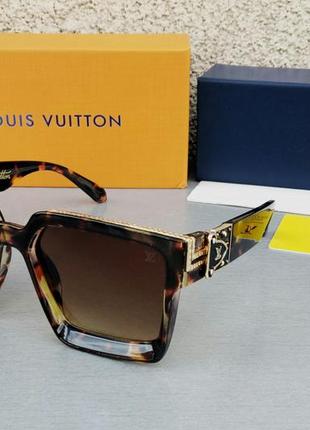 Louis vuitton очки большие женские солнцезащитные модные коричневые тигровые1 фото